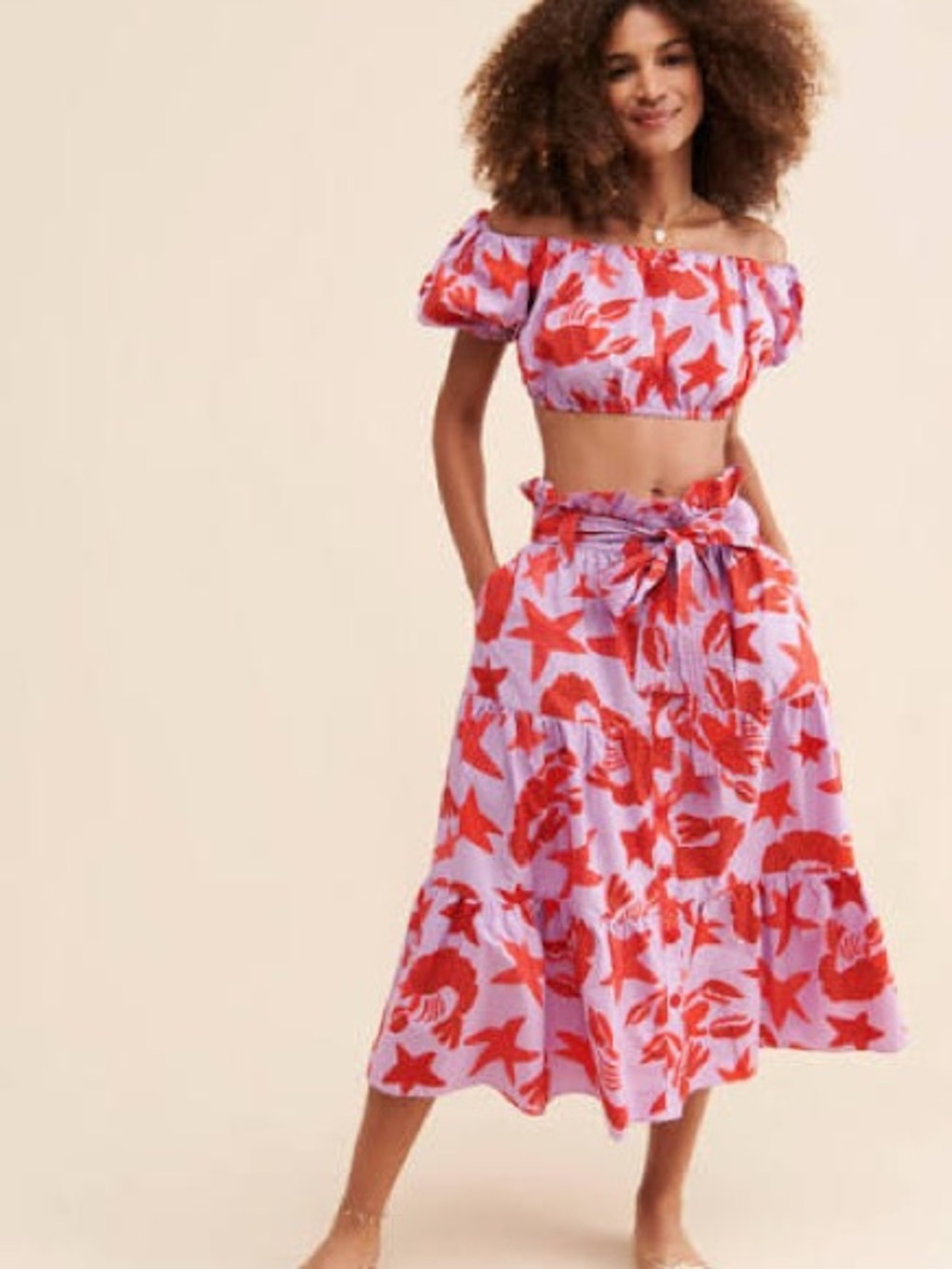 NWT Farm Rio Lobster Sky Midi Skirt Size Medium